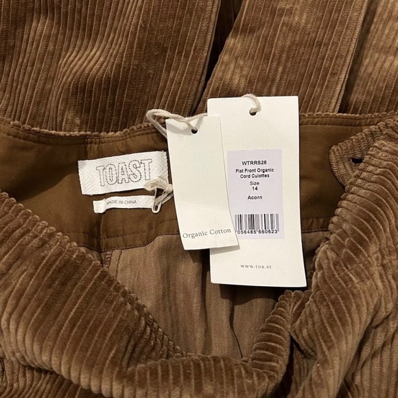 Toast Flat Front Organic Cord Culottes US 10 NWT - Picture 5 of 6